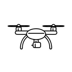 Simple Black Drone Icon on White Background for Technology Blogs, Digital Marketing Websites, Innovation Articles, and Graphic Design Projects