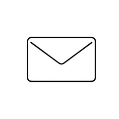 Simple Black Envelope Icon on White Background for Digital Communication, Email Marketing, Graphic Design, and Social Media Content