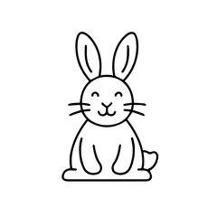 Obraz premium Simple Black Rabbit Icon on White Background for Graphic Design, Branding, Educational Materials, and Social Media Content