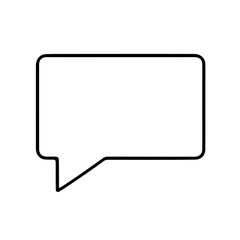 Naklejka premium Simple Black Speech Bubble Icon on White Background for Communication Design, Digital Media, Graphic Projects, and Social Media Content