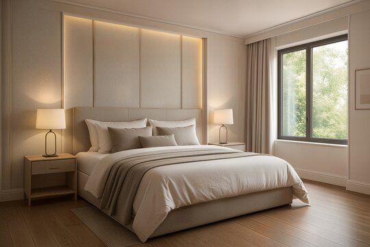  Sunlit Bedroom with Ambient Wall Lighting |modern bedroom interior with bed