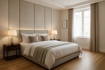Sunlit Bedroom with Ambient Wall Lighting