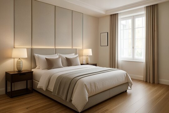 Sunlit Bedroom with Ambient Wall Lighting