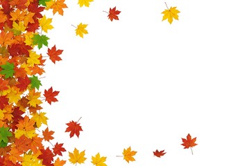 Autumn maple leaves isolated on white background, colorful foliage