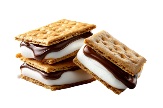 Tasty smores with graham crackers, chocolate, and marshmallow