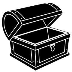 open treasure chest on white background .svg