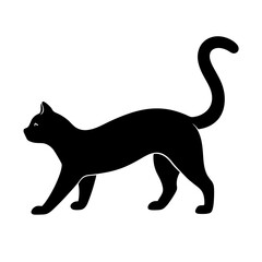 cat silhouette stretching on white background.svg