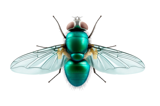 Colorful fly with transparent background showcasing details