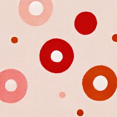 A retro-inspired seamless pattern in pink and orange, consisting of mid century modern half circles and starbursts, can enhance home décor and backgrounds