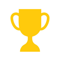 Golden cup icon. Trophy icon. Flat style design of trophy goblet icon, win reward. Winner prize, sport champion. Vector illustration of golden champion winner cup on transparent background. Mobile app
