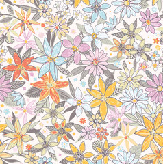 Art vintage floral pattern pastel colors