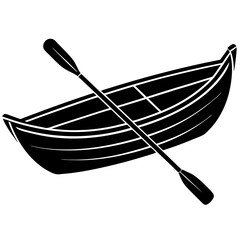 rowboat with paddles on white background .svg