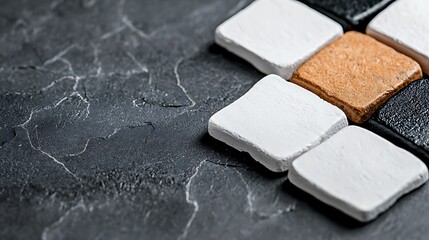 Geometric Tile Pattern on Dark Grey Surface