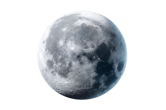 Full moon with detailed surface features in night sky
