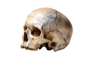 Obraz premium Realistic human skull on transparent background for educational use