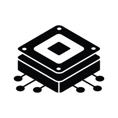 A well crafted isometric icon of microprocessor chip