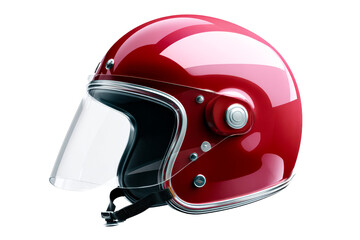 Fototapeta premium Red motorcycle helmet with clear visor, side view