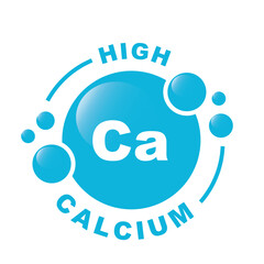 Mineral Ca Calcium, blue shining pill, capsule, - icon, vector, sticker.