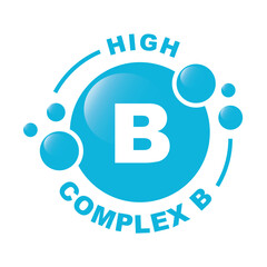 Blue colored vitamin B complex - icon, vector.