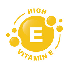Vitamin E shining pill, capsule - vector, icon. 