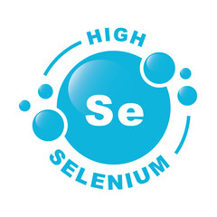 Selenium minerals inside blue bubble, icon, vector.