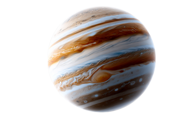 Jupiter with colorful bands in a transparent background