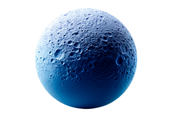 Detailed representation of a blue moon with craters in space
