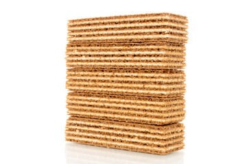 Sweet waffles, close-up, isolated on white background.