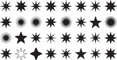 A diverse collection of star designs for graphic projects