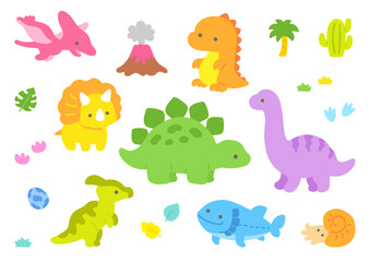 かわいい恐竜のイラストセット02