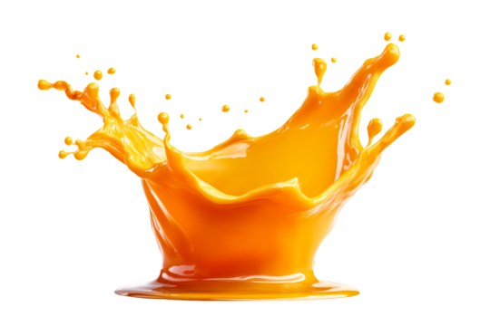 Bright orange splash adds dynamic color and energy