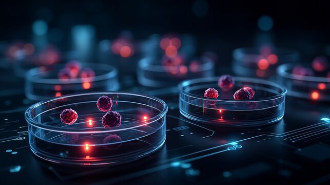 Microscopic Cell Research with Lab, Science, and Medical. - Powered by Adobe