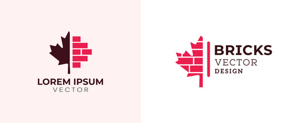 Unique brick with Canada flag icon vector design