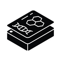 A trendy isometric icon of handwritten science notes