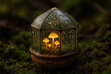 Mushrooms in Dome Terrarium in the park