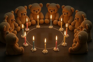 Candlelit Teddy Bear Circle