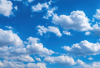 Naklejka premium Stunning Blue Sky With Fluffy White Clouds