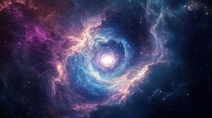 Obraz premium Vibrant Cosmic Nebula: A Beautiful Display of Colors and Starlight in the Universe