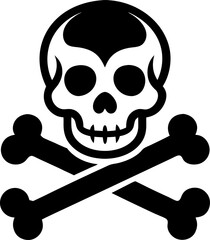 Skull and Crossbones Icon on White Background. Vector stock illustration  illustration  line vector vector icon , black and white , white background  