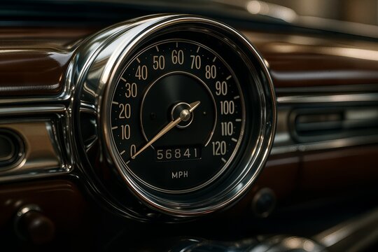 Classic Car Speedometer Showing Mileage | old vintage car dashboard