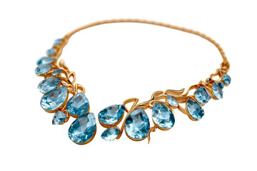 Elegant gold necklace with blue gems designed for special occasions