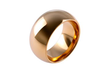Elegant golden wedding band with smooth, shiny finish