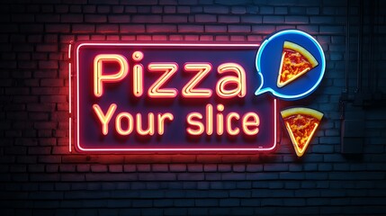 Obraz premium Neon sign for a pizza restaurant.