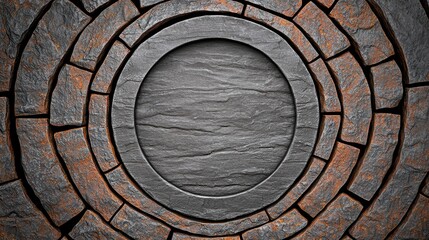 Dark Brown and Gray Concentric Stone Circles Abstract Background