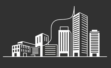 Obraz premium Simple black and white line drawing of a city skyline