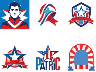 4th of July icons with fireworks and flags vector illustration