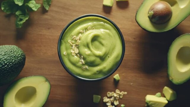 Avocado smoothie bowl, healthy and delicious