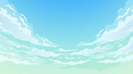 Fototapeta premium Blue sky and clouds vector illustration, nature landscape background