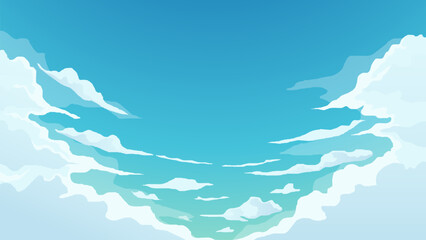 Blue sky and clouds vector illustration, nature landscape background