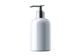 White dispenser bottle with pump for lotion or liquid soap